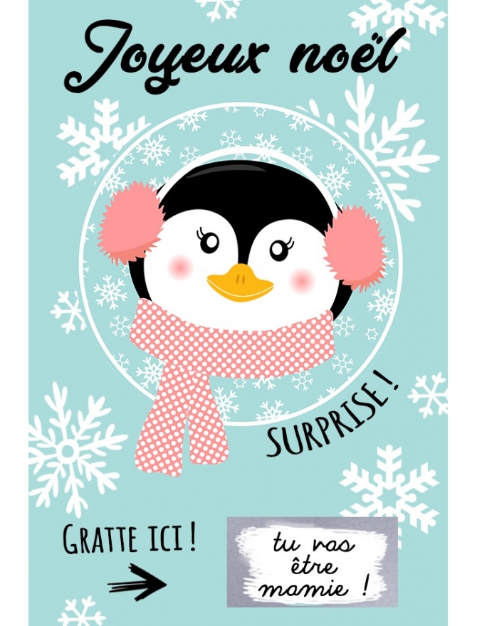 Mini Carte A Gratter Joyeux Noel Pour Annonce Ou Demande Originale Badgesfolie