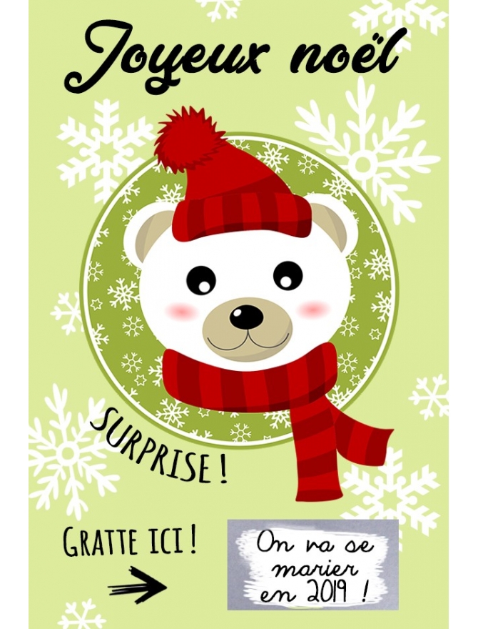 Mini Carte A Gratter Joyeux Noel Pour Annonce Ou Demande Originale Badgesfolie