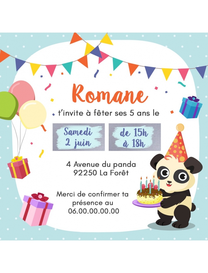 Carte D Invitation Anniversaire A Gratter Panda Badgesfolie