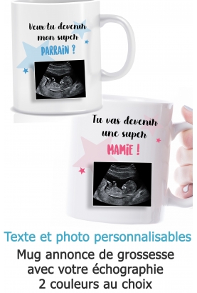 Mug annonce de grossesse avec votre échographie - personnalisable