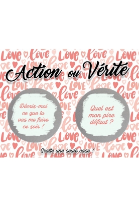 6 cartes à gratter Action ou Vérité pour les amoureux - personnalisable