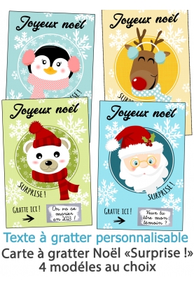 Mini-carte à gratter "Joyeux Noël" pour annonce ou demande originale. carte gratter noel