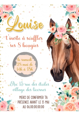 Carte anniversaire cheval, carte anniversaire enfant, carte anniversaire  personnalisée -  France