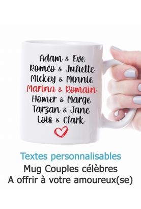 Mug couples célèbres - personnalisable