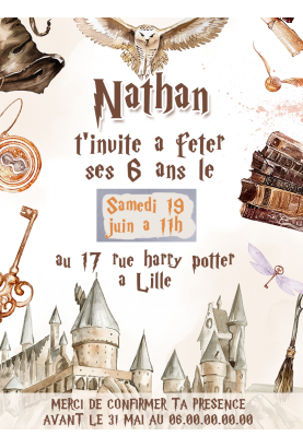 Idées et carte d'invitation pour un anniversaire Harry Potter