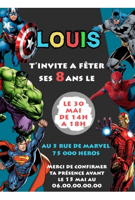 Carte invitation anniversaire Marvel