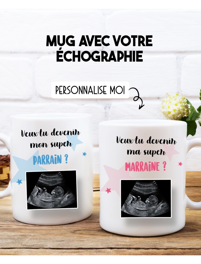 Mug annonce de grossesse avec votre échographie - personnalisable