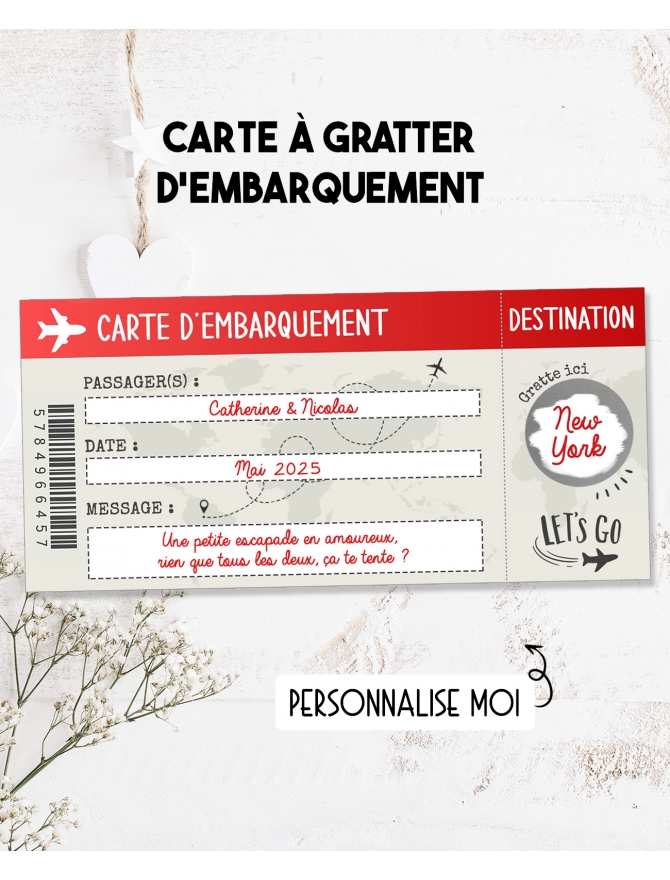 Carte à gratterVoyageTicket embarquement billet -  France