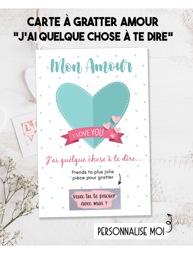 Mini carte à gratter à personnaliser pour Saint Valentin, demande en  mariage, déclaration d'amour -  France
