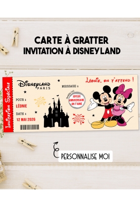 invitation Disneyland Paris carte sur téléphone message personnalisable