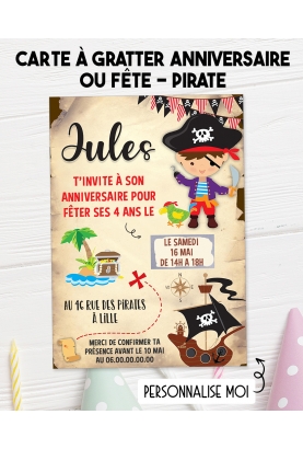 invitation anniversaire. carte invitation gratter. invitation original. invitation pirate. invitation anniversaire pirate.