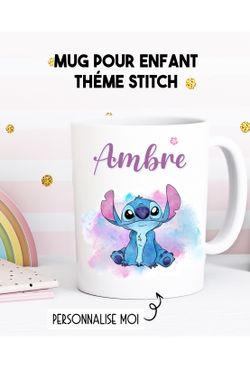 Mug prénom Stitch . Mug Stitch personnalisable. mug enfant. mug cadeau enfant Stitch .